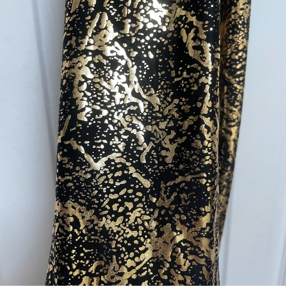 Black and Metallic Gold Print Infinity Circle Scarf Handmade by Local Artisan - Picture 5 of 10